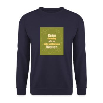 Beim Camping gibt es kein schlechtes Wetter grün - Unisex Pullover - Navy - Vorne - Alina (178cm) & Michal (187cm)