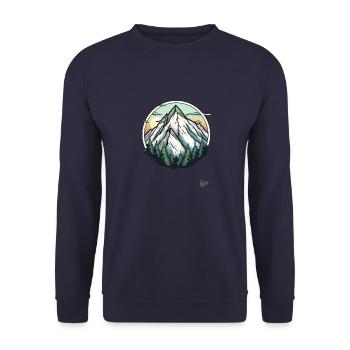 Natur mit Bäumen und Berg - Unisex Pullover - Navy - Vorne - Alina (178cm) & Michal (187cm)