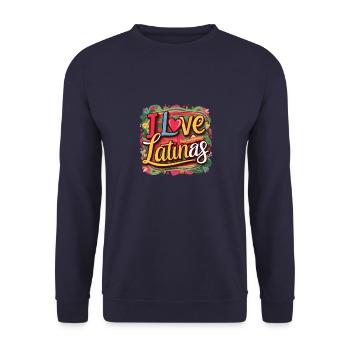 I Love Latinas - Unisex Pullover - Navy - Vorne - Alina (178cm) & Michal (187cm)