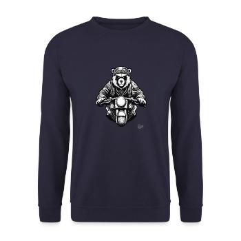 Cool Motorcycle Biker Bear - Unisex Sweatshirt - navy - Front - Alina (178cm) & Michal (187cm)
