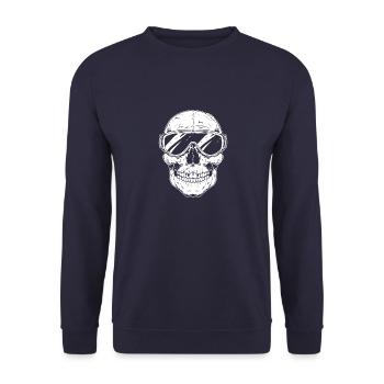 Ski Ski Goggles Skull - Unisex Sweatshirt - navy - Front - Alina (178cm) & Michal (187cm)
