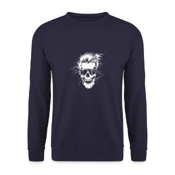 Punker Totenkopf Party - Unisex Pullover - Navy - Vorne - Alina (178cm) & Michal (187cm)