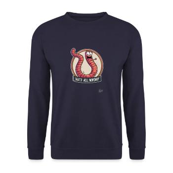 Lustiger, frecher, Wurm: Das wars, ihr Trottel - Unisex Pullover - Navy - Vorne - Alina (178cm) & Michal (187cm)