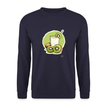 Kiwi milkshake: Drink fruit, be wild! - Unisex Sweatshirt - navy - Front - Alina (178cm) & Michal (187cm)