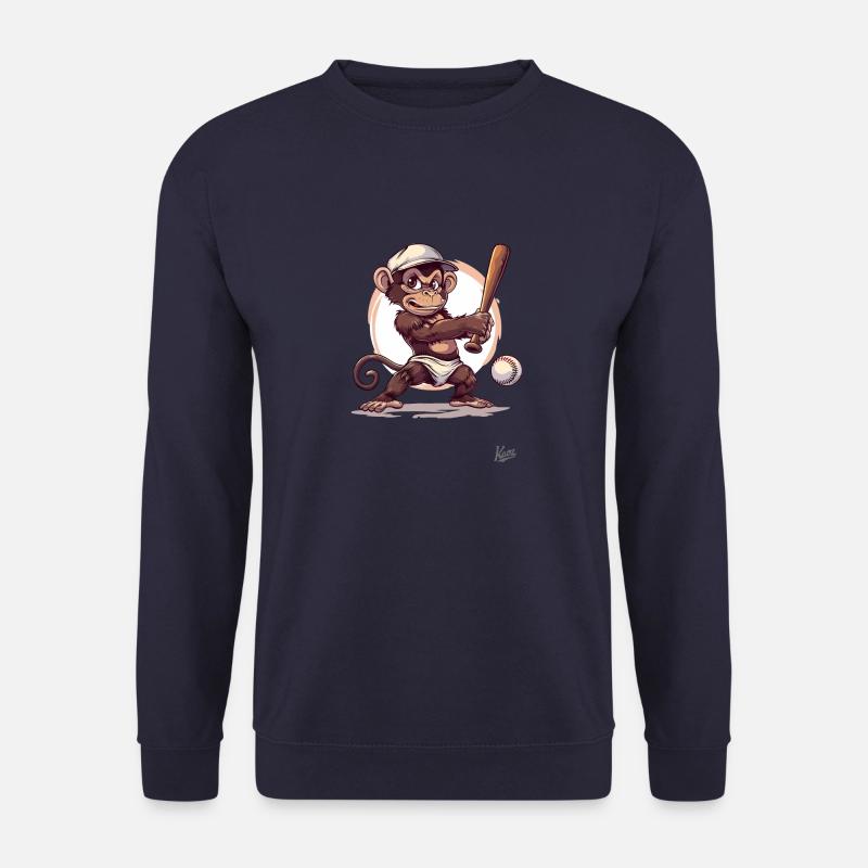 Baseball Player with Bat: Baby Monkey - Unisex Sweatshirt - navy