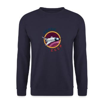 Buran Energia Raumschiff Russland Rakete - Unisex Pullover - Navy - Vorne - Alina (178cm) & Michal (187cm)