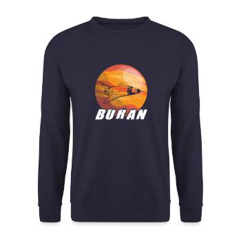 Energia Buran Weltraum UdSSR Raumschiff - Unisex Pullover - Navy - Vorne - Alina (178cm) & Michal (187cm)