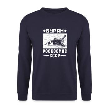 Buran Raumflugzeug UdSSR Sowjetunion - Unisex Pullover - Navy - Vorne - Alina (178cm) & Michal (187cm)