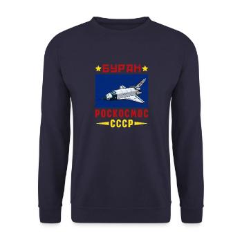 Buran Raumflugzeug UdSSR Sowjetunion - Unisex Pullover - Navy - Vorne - Alina (178cm) & Michal (187cm)