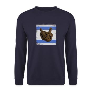 Dreidel Glücksspielzeug Dreydl Judentum Thora - Unisex Pullover - Navy - Vorne - Alina (178cm) & Michal (187cm)