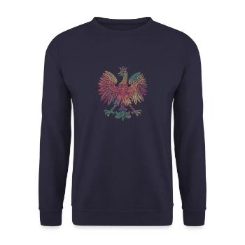 Polen Polnisch Flagge Adler Landesfaben Reise - Unisex Pullover - Navy - Vorne - Alina (178cm) & Michal (187cm)
