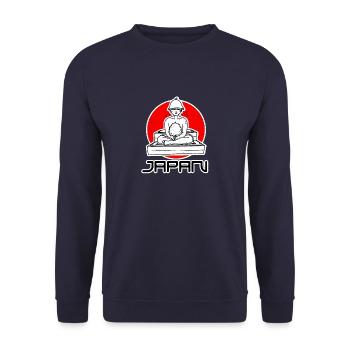 Sento Japan Sauna Dampf Tradition Japanisch - Unisex Pullover - Navy - Vorne - Alina (178cm) & Michal (187cm)