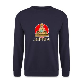 Sento Japan Sauna Dampf Tradition Japanisch - Unisex Pullover - Navy - Vorne - Alina (178cm) & Michal (187cm)