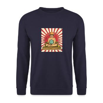 Sauna Sento Japan Badehaus Spa Tokio Dampf - Unisex Pullover - Navy - Vorne - Alina (178cm) & Michal (187cm)