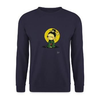 Sleepy and tired little cartoon girl - Unisex Sweatshirt - navy - Front - Alina (178cm) & Michal (187cm)