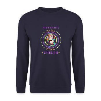 Einhorn Musik Rock Regenbogen Metall Band - Unisex Pullover - Navy - Vorne - Alina (178cm) & Michal (187cm)