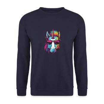 Unicorn Head - Unisex Sweatshirt - navy - Front - Alina (178cm) & Michal (187cm)