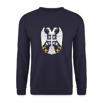 Serbe Serbien Adler Balkan Urlaub National Herkunf - Unisex Pullover - Navy - Vorne - Alina (178cm) & Michal (187cm)