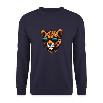 Fête Cheetah Cool Head - Sweat-shirt Unisexe - marine - Devant - Alina (178cm) & Michal (187cm)