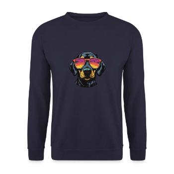 Dachshund Hund Kopf Dackel - Unisex Pullover - Navy - Vorne - Alina (178cm) & Michal (187cm)