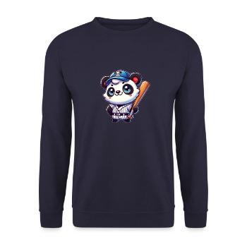 Funny Panda Playing Baseball Panda - Unisex Sweatshirt - navy - Front - Alina (178cm) & Michal (187cm)