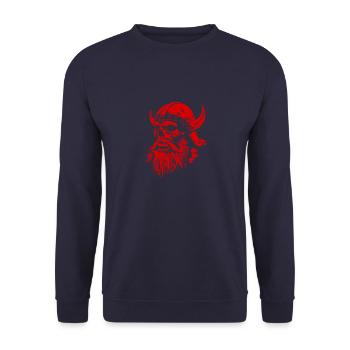 Viking Skull - Unisex Sweatshirt - navy - Front - Alina (178cm) & Michal (187cm)