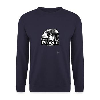 Annoyed cartoon girl: "I hate people" - Unisex Sweatshirt - navy - Front - Alina (178cm) & Michal (187cm)