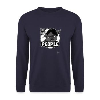 Je déteste les gens, sarcasme porc - Sweat-shirt Unisexe - marine - Devant - Alina (178cm) & Michal (187cm)