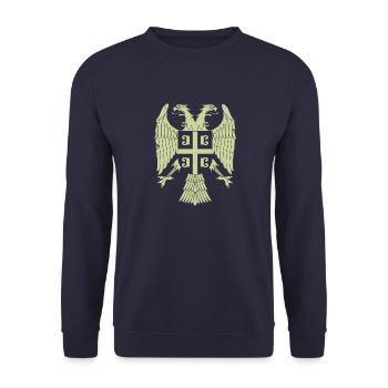 Srbija Reise Balkan Serbien Serbisch Flagge Belgra - Unisex Pullover - Navy - Vorne - Alina (178cm) & Michal (187cm)