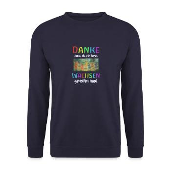 Danke Dass du mir beim wachsen geholfen hast - Unisex Pullover - Navy - Vorne - Alina (178cm) & Michal (187cm)