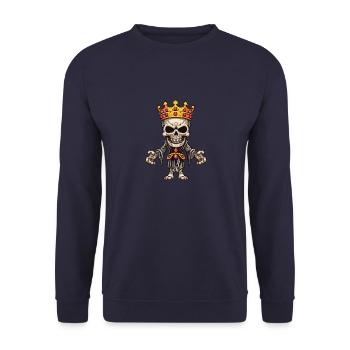 King Crown Skeleton - Unisex Sweatshirt - navy - Front - Alina (178cm) & Michal (187cm)