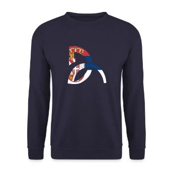 Adler Flagge Serbien Serbisch Herkunft Belgrad SFR - Unisex Pullover - Navy - Vorne - Alina (178cm) & Michal (187cm)