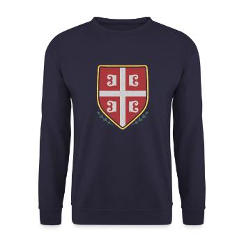 Serbisch Flagge Balkan Adler Patriotisch Heimat SF - Unisex Pullover - Navy - Vorne - Alina (178cm) & Michal (187cm)