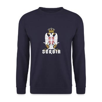 Serbien Balkan Flagge Adler Herkunft National Reis - Unisex Pullover - Navy - Vorne - Alina (178cm) & Michal (187cm)