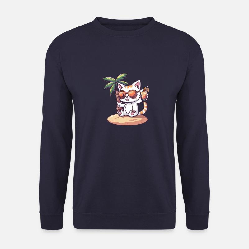 Cat Summer Beach Comic - Unisex Sweatshirt - navy