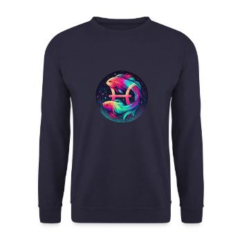 Pisces Zodiac Sign - Unisex Sweatshirt - navy - Front - Alina (178cm) & Michal (187cm)