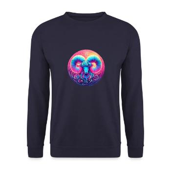 Aries Zodiac Design - Unisex Sweatshirt - navy - Front - Alina (178cm) & Michal (187cm)