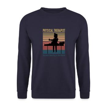USA Physiotherapeut Rretro Student - Unisex Pullover - Navy - Vorne - Alina (178cm) & Michal (187cm)