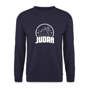 Löwe Juda Judah Reggae Afrika Kultur Geschichte - Unisex Pullover - Navy - Vorne - Alina (178cm) & Michal (187cm)