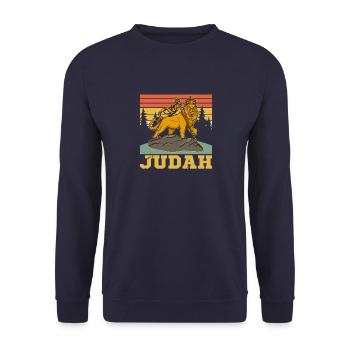 Christentum Löwe von Juda Jufah Afrika Kultur Musi - Unisex Pullover - Navy - Vorne - Alina (178cm) & Michal (187cm)