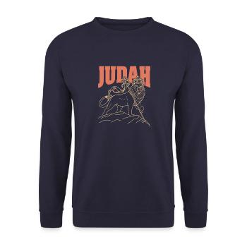Rastafari Löwe von Judah Rasta Christentum Juda - Unisex Pullover - Navy - Vorne - Alina (178cm) & Michal (187cm)