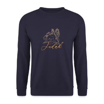 Rastafari Kultur Christentum Rasta Löwe von Juda - Unisex Pullover - Navy - Vorne - Alina (178cm) & Michal (187cm)