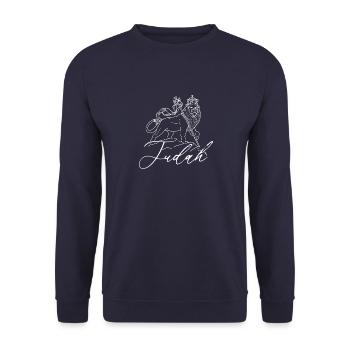 Rastafari Kultur Christentum Rasta Löwe von Juda - Unisex Pullover - Navy - Vorne - Alina (178cm) & Michal (187cm)