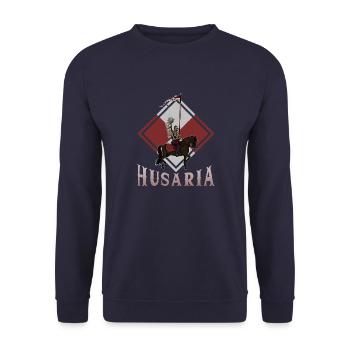 Polen Flagge National Husaria Husaren Kavallerie - Unisex Pullover - Navy - Vorne - Alina (178cm) & Michal (187cm)