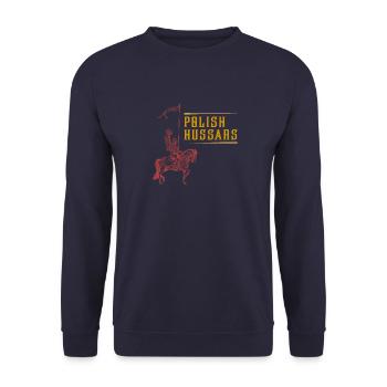 Husaren Polen Husaria Kavallerie Polska Flagge Erb - Unisex Pullover - Navy - Vorne - Alina (178cm) & Michal (187cm)