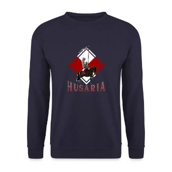 Polen Flagge National Husaria Husaren Kavallerie - Unisex Pullover - Navy - Vorne - Alina (178cm) & Michal (187cm)