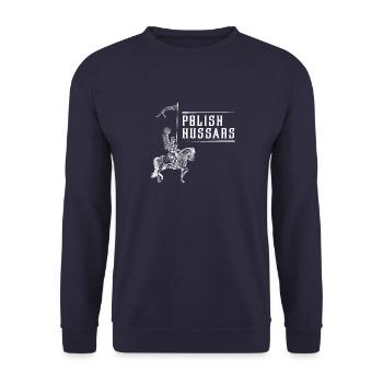 Husaren Polen Husaria Kavallerie Polska Flagge Erb - Unisex Pullover - Navy - Vorne - Alina (178cm) & Michal (187cm)