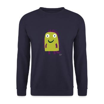 Little Green and Purple Cuddly Monster - Unisex Sweatshirt - navy - Front - Alina (178cm) & Michal (187cm)
