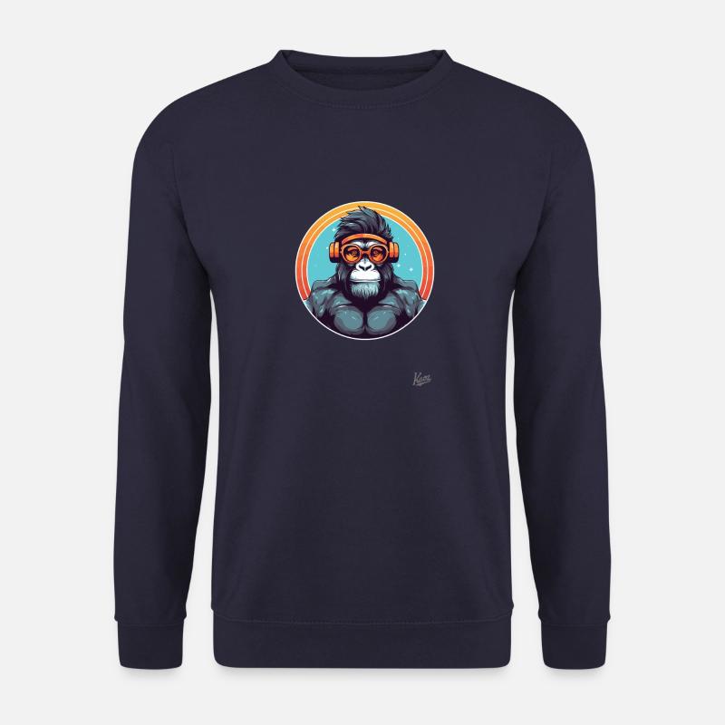 hip hipster gym headphones monkey - Unisex Sweatshirt - navy