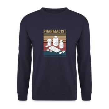 Future Vintage Retro Pharmacist Pharmacy Tech - Unisex Sweatshirt - navy - Front - Alina (178cm) & Michal (187cm)